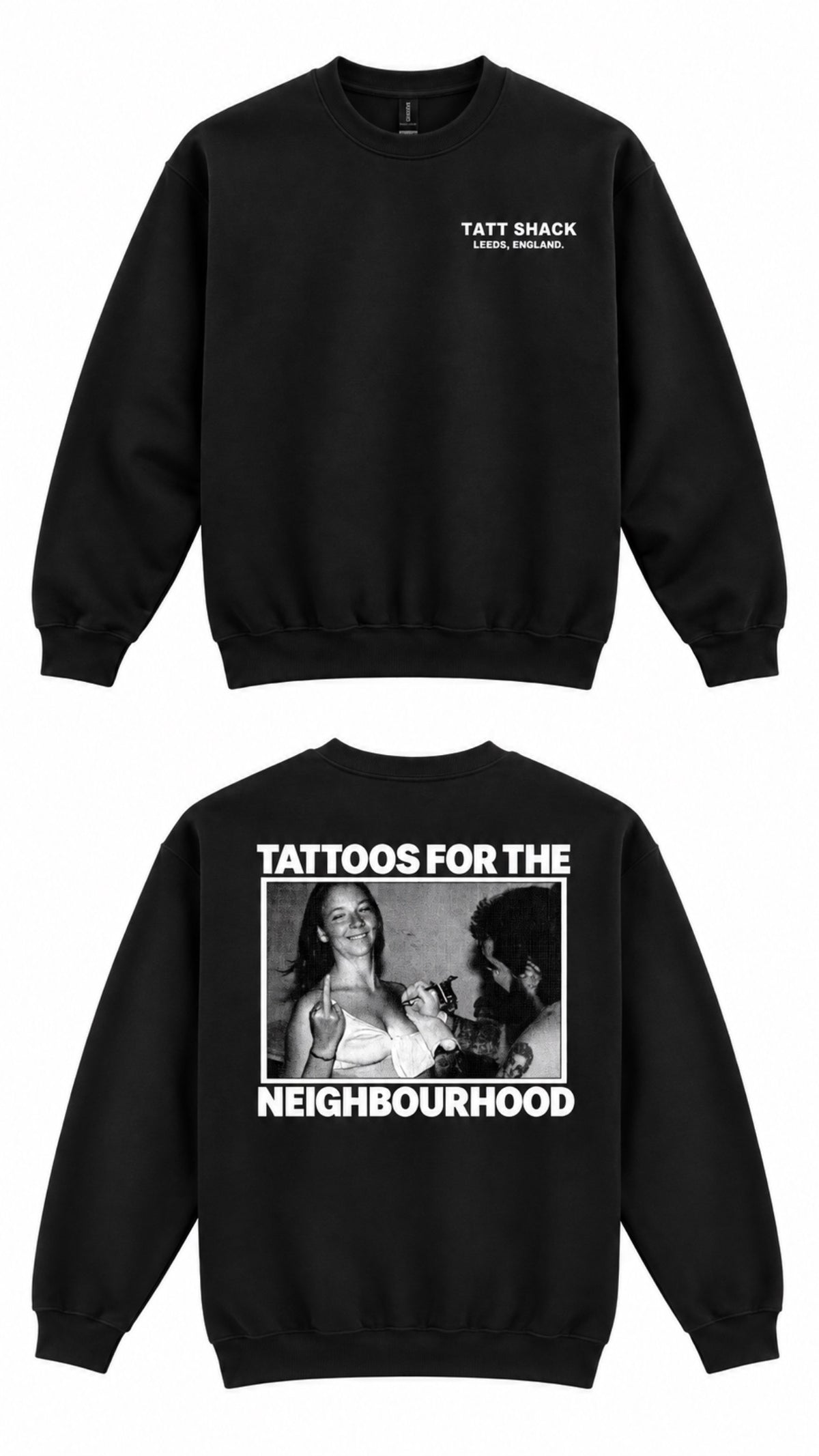 TATTOOS FOR THE NEIGHBOURHOOD - UNISEX BLACK HEAVY CREWNECK SWEATSHIRT